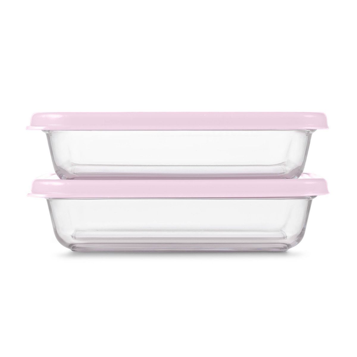 Ello Everyday 2pk 3c Rectangle Glass Food Storage container Set Crystal Pink