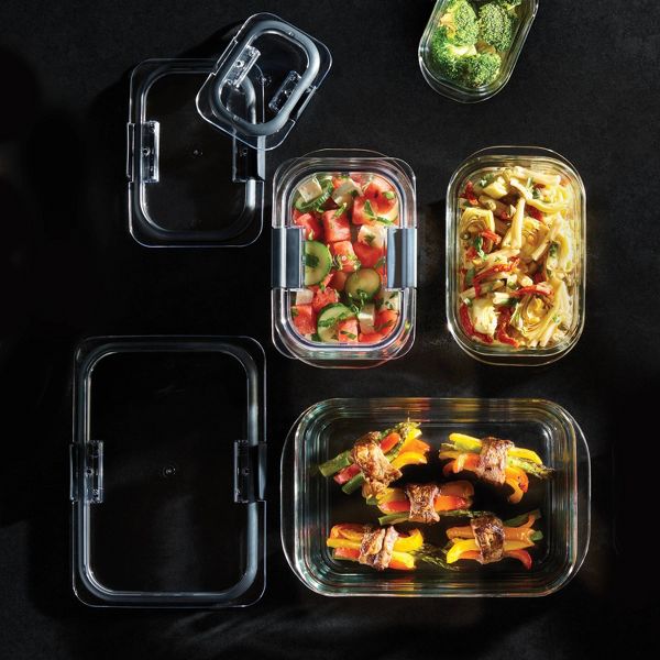 Rubbermaid 10pc Brilliance Glass Food Storage Set: Glass Containers with Lids, Oven & Microwave Safe, Dishwasher Safe