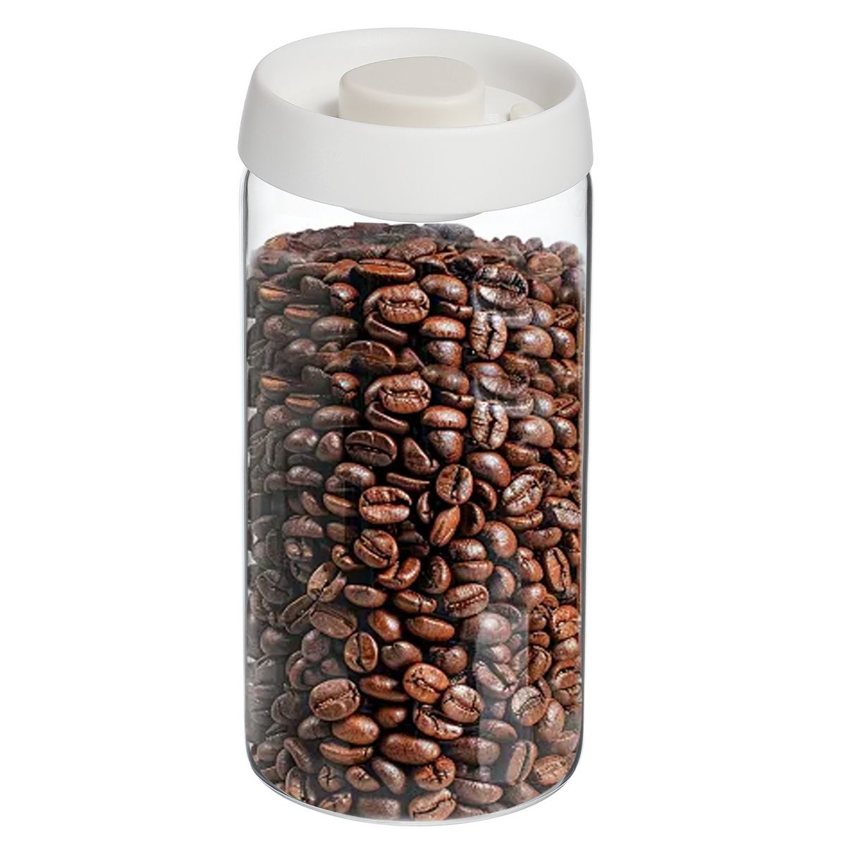 Unique Bargains Glass Airtight Vacuum Seal Coffee Bean Container 40oz Black