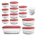 Anchor Hocking 30pc Glass Food Storage Set with Cherry Lids: Tempered Glass Containers & Bowls, Dishwasher-Safe