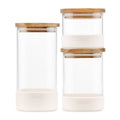 Ello Glass Food storage canisters with Wood Lids