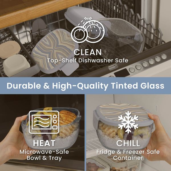 Bentgo 7.6c Glass All-in-One Salad Container Mod Curves Desert Rose