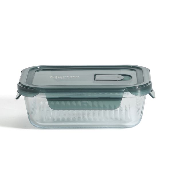 Martha Stewart Shadowbrook 10-Piece Borosilicate Glass Storage Container Set – Airtight Locking Lids, 21.6 oz Lunch Containers