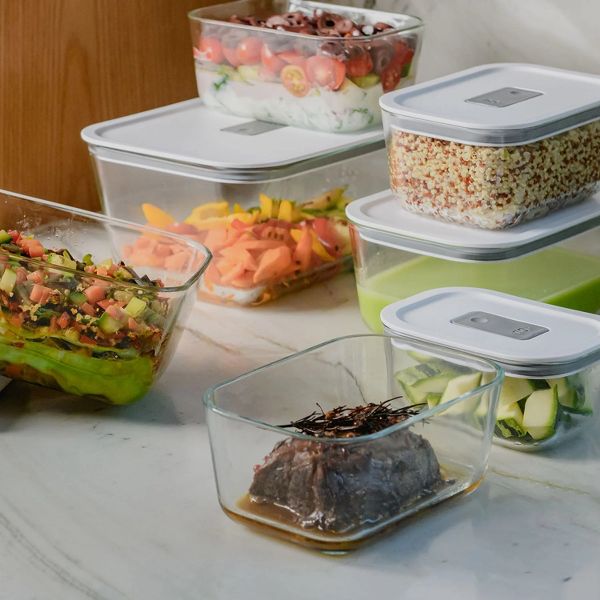 OU Glass Food Storage Container Set 16pc (set of 8) Microwave, Freezer & Dishwasher Safe, Airtight Leak Proof Lid with Microwave Valve, Stackable