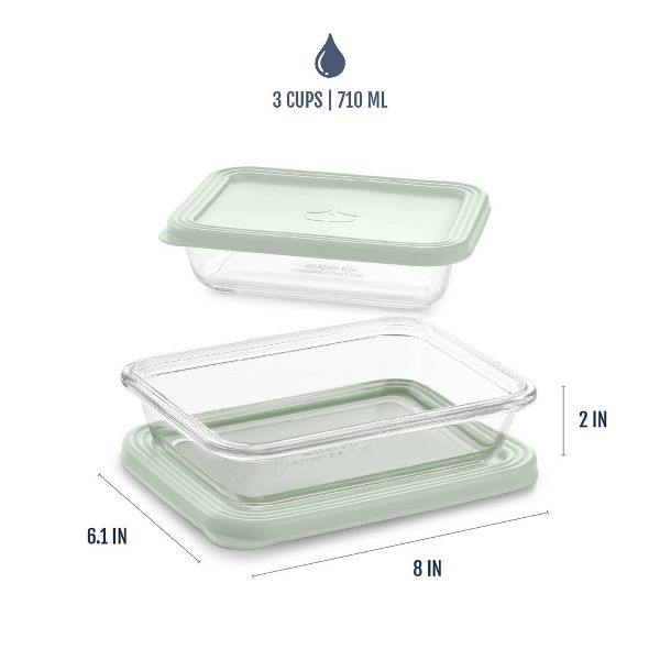 Ello Everyday 2pk 3c Rectangle Glass Food Storage container Set Crystal Pink