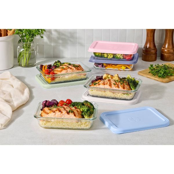 Ello Everyday 10pc 3c Rectangle Glass Meal Prep Food Storage container Set Garden Harmony