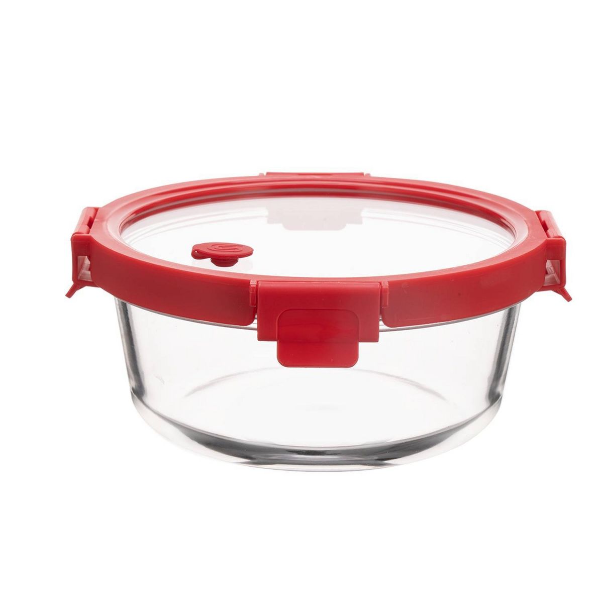 Genicook 32.1oz Round Food Storage Container with Glass Lid Red