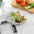 JoyJolt 3-Sectional Divided Food Prep Food Storage Containers with Lids - Set of 5 - Black