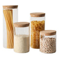 Sur La Table Rue Lumiere 4-Piece Glass Canister Set, Clear Food Storage Jars with Airtight Cork Lids – 57 oz, 45 oz, 34 oz & 25 oz, Dishwasher Safe