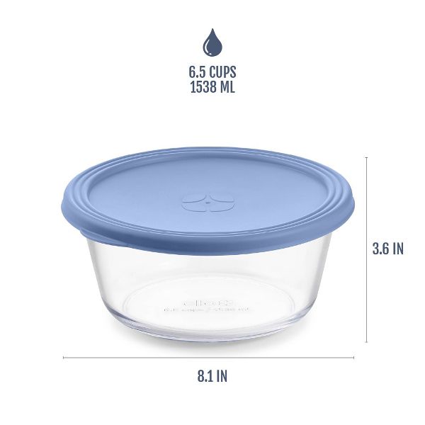 Ello Everyday 6.5c Round Glass Food Storage Container Elemental Blue