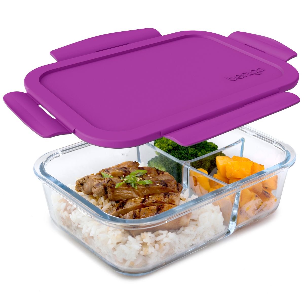 Bentgo 41oz Glass Leak-proof Lunch Box with Plastic Lid - Gray: Food Storage, Stain & Odor-Resistant, Dishwasher Safe