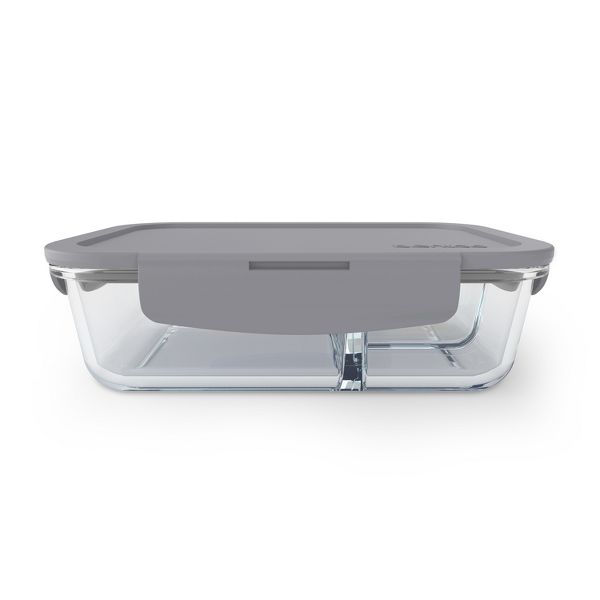 Bentgo 41oz Glass Leak-proof Lunch Box with Plastic Lid - Gray: Food Storage, Stain & Odor-Resistant, Dishwasher Safe