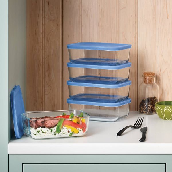 10pc (Set of 5) Glass Rectangle Meal Prep Set Blue - Room Essentials™