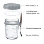 Unique Bargains Leak-Proof Durable Overnight Oats Glass Jar 6 Pcs Cyan