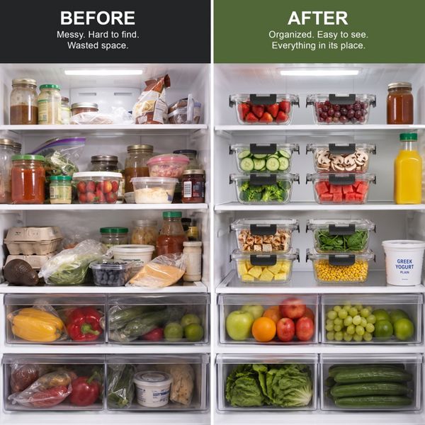 Sorbus 5-Pack 35 oz/1040 mL 2-Compartment Glass Food Storage Containers with Airtight Lids