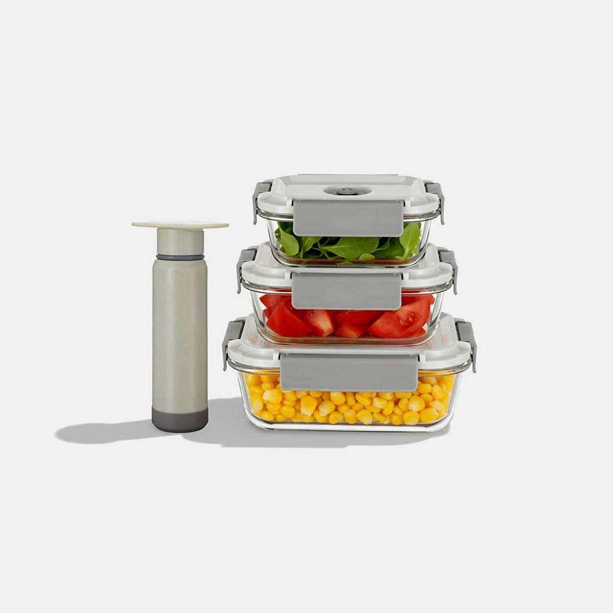 Genicook 7pc Vacuum Storage Container Set with Manual pump Green