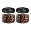 Unique Bargains Glass Airtight Vacuum Seal Coffee Bean Containers 17oz 2 Pcs Black