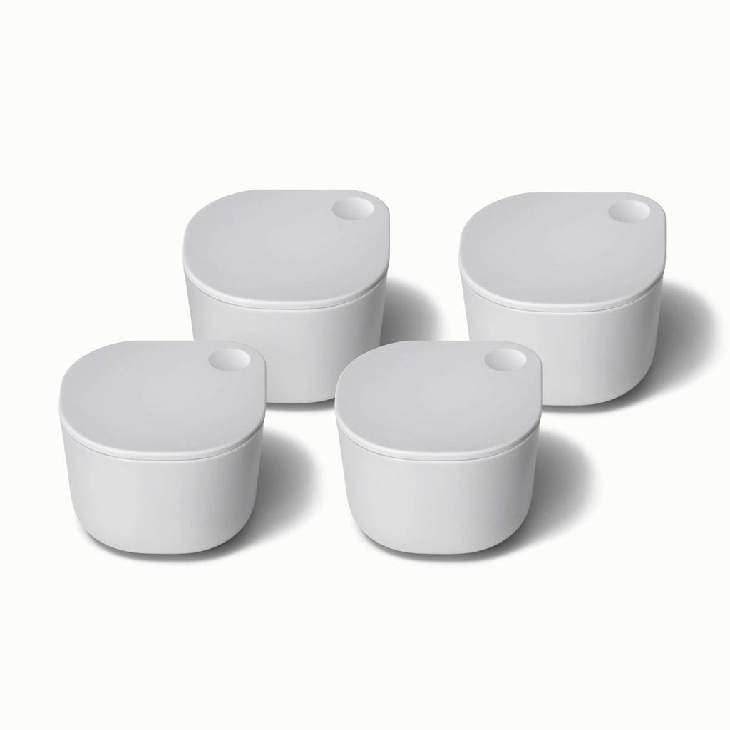 Caraway Home 4pc Dot Insert Ceramic Coated Glass Food Storage Container Set Gray: Microwave-Safe, Hand Wash