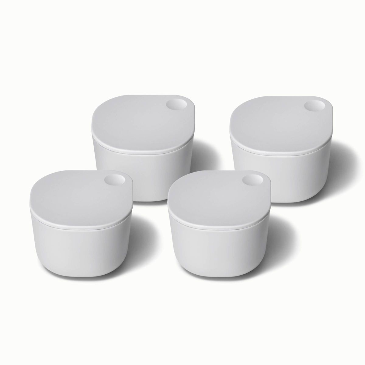 Caraway Home 4pc Dot Insert Ceramic Coated Glass Food Storage Container Set Gray: Microwave-Safe, Hand Wash