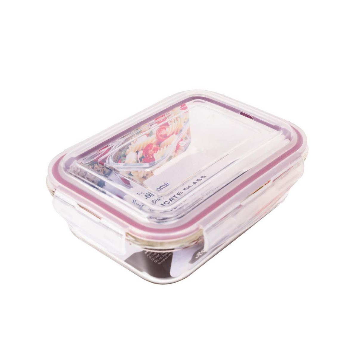 Lexi Home Rectangle 35 oz. Glass Food Storage Container with Red Locking Lid