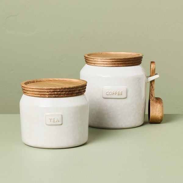 29 fl oz Ceramic Stoneware Core Coffee Storage Canister Sour Cream - Hearth & Hand™ with Magnolia