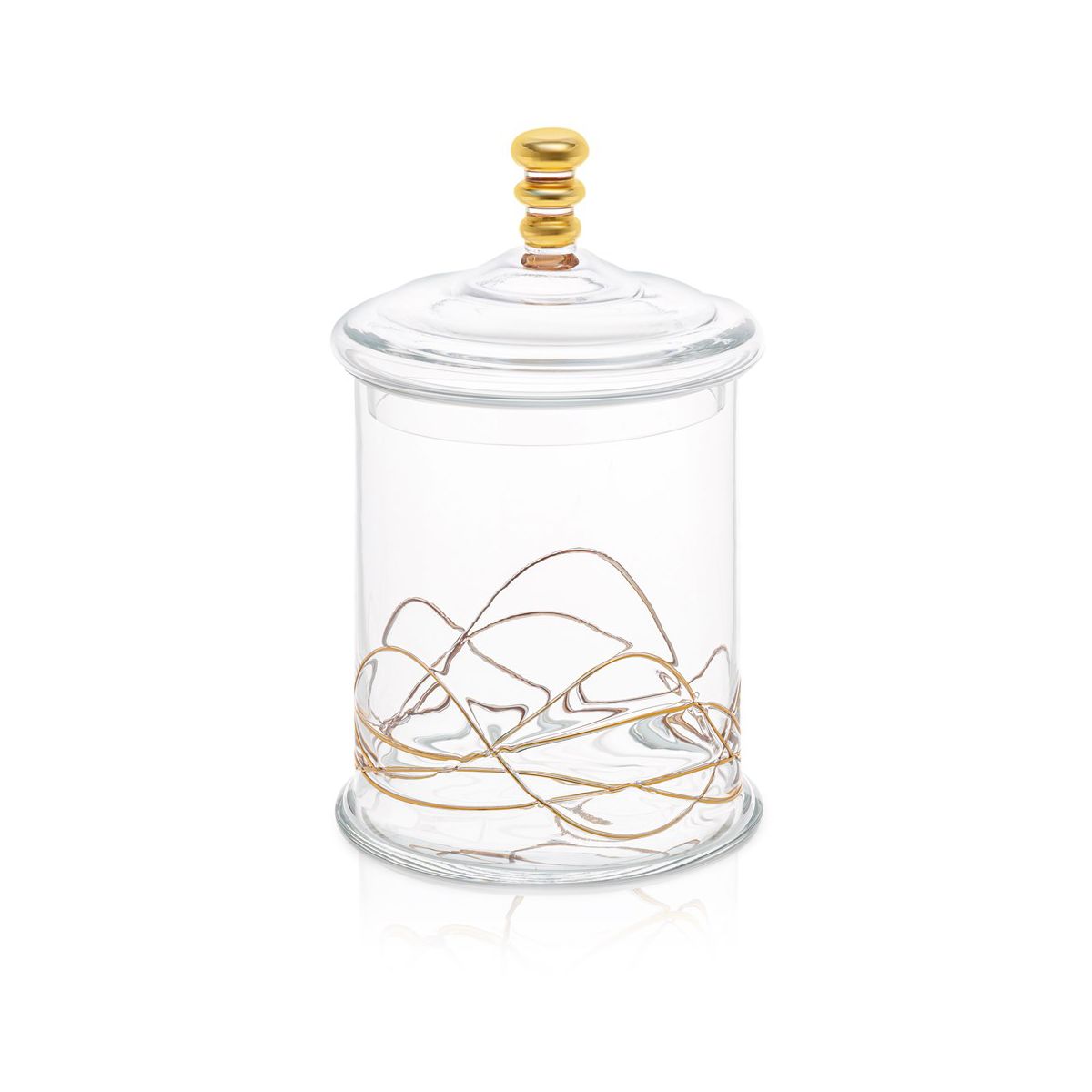Classic Touch Medium Vivid 70 OZ Glass Canister Jar With Lid - 14K Gold Swirl Design