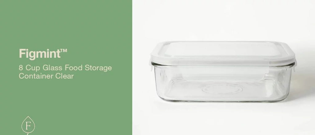 8 Cup Glass Food Storage Container Clear - Figmint™: Glass Container with Lid, Dishwasher & Microwave Safe