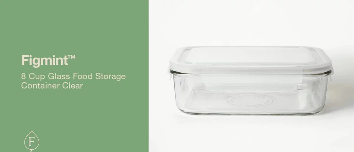 8 Cup Glass Food Storage Container Clear - Figmint™: Glass Container with Lid, Dishwasher & Microwave Safe