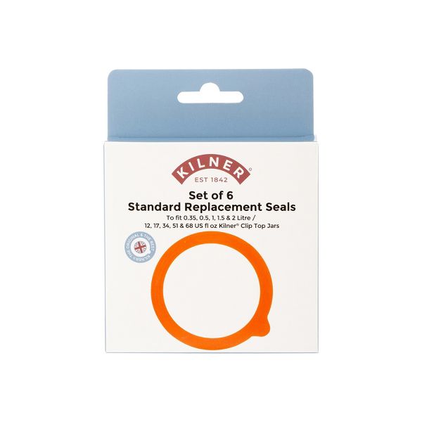 Kilner Rubber Seals for 12, 17, 34, 51, 68 Ounce Clip Top Jars, Set of 6