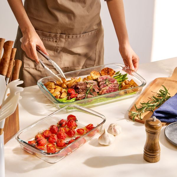 Sorbus 8-Piece Deep Glass Baking Dish Set with Lids - Versatile, Durable, Oven-Safe, & Dishwasher-Safe for Easy Baking, Storing, & Serving