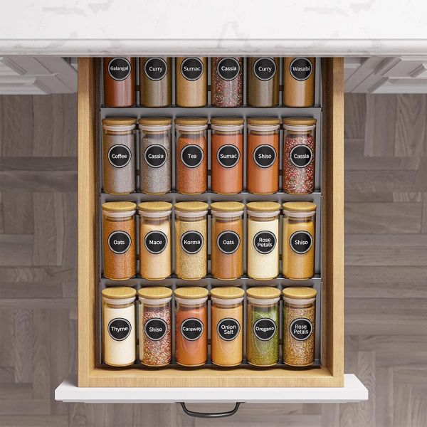 24 Pcs Empty 4oz Spice Jars with Bamboo Lids and Labels,Food Storage Containers