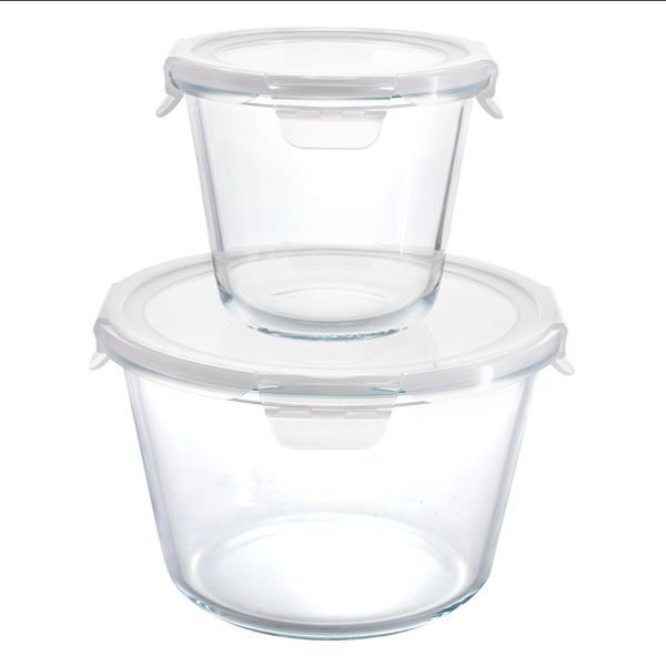 Gibson Home Essential Storage 4 Piece Borosilicate Glass Round Storage Container Set with Snap Lids