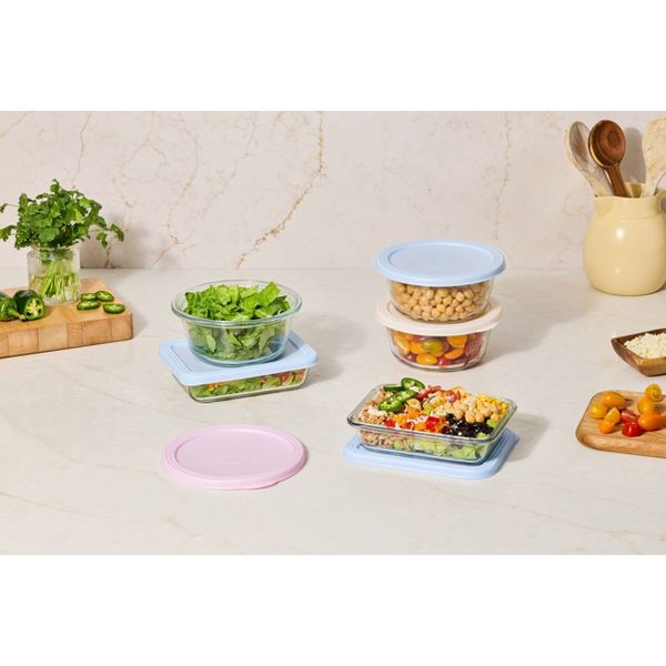 Ello Everyday 2pk 3c Rectangle Glass Food Storage container Set Crystal Pink