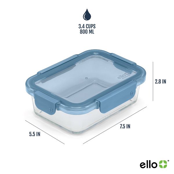 Ello Color Lock 10pc (set of 5) Glass Meal Prep Food Storage Containers Set Multicolor Brights: Glass, Oven & Microwave Safe, Dishwasher Safe,