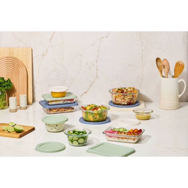Ello Everyday 3pk 2c Round Glass Food Storage container Set Elemental Blue