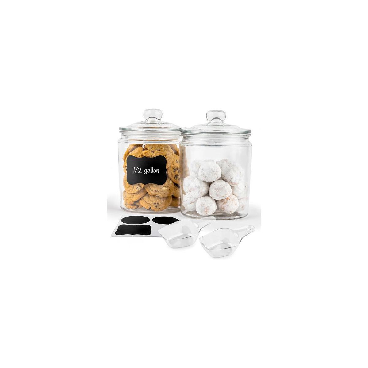Kook Glass Kitchen and Apothecary Storage Jars, 1/2 Gallon, Set of 2