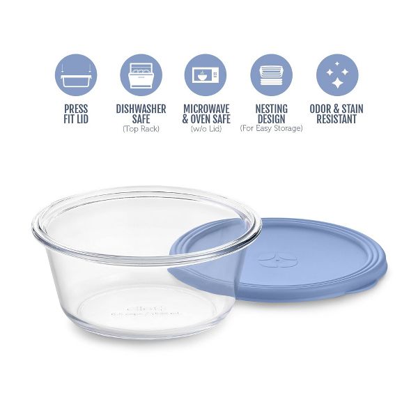 Ello Everyday 6.5c Round Glass Food Storage Container Elemental Blue