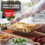 Joytable 4-Pack Baking Pans Set, Glass Food Storage Containers with Lids, Glass Baking Dishes for Oven - Black