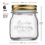 Bormioli Rocco Quattro Stagioni 17oz Glass Preserving Jars, Set of 6 - Wide Mouth Airtight, Twist Top Mason Jars