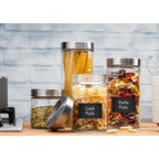 Le'raze 4pc Canister Set with Airtight Lids + Labels & Marker