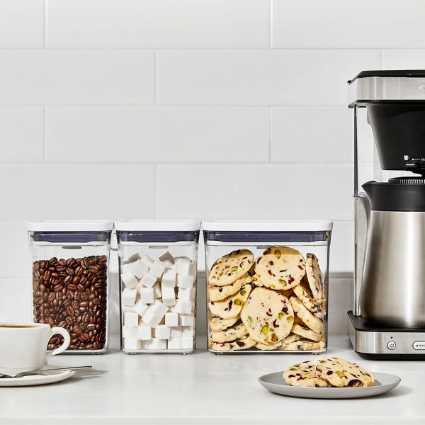 OXO POP 3pc Plastic Food Storage Container Set Clear: Air Tight Seal, Dishwasher-Safe, Lifetime Warranty