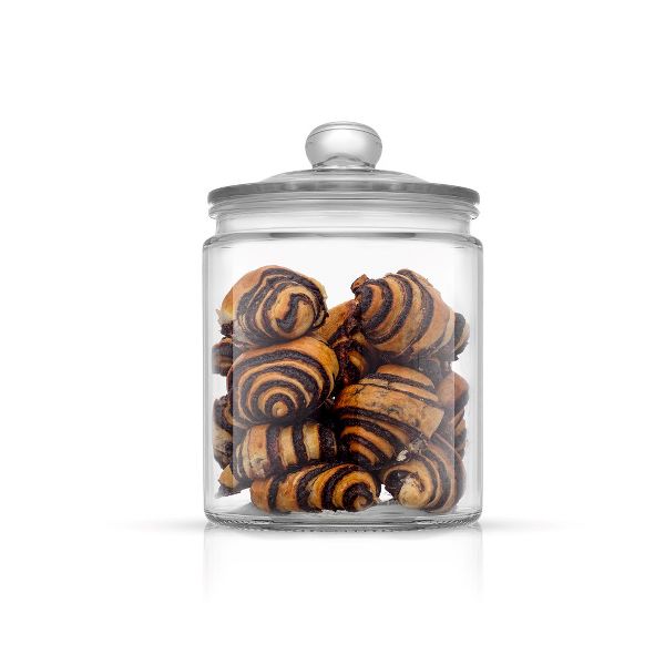 JoyFul Round Glass Cookie Jar with Airtight Lids - 67 oz Kitchen Containers Canister - Set of 2