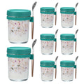 Unique Bargains Leak-Proof Measurement Marks Portable Glass Overnight Oats Container 8 Pcs Cyan