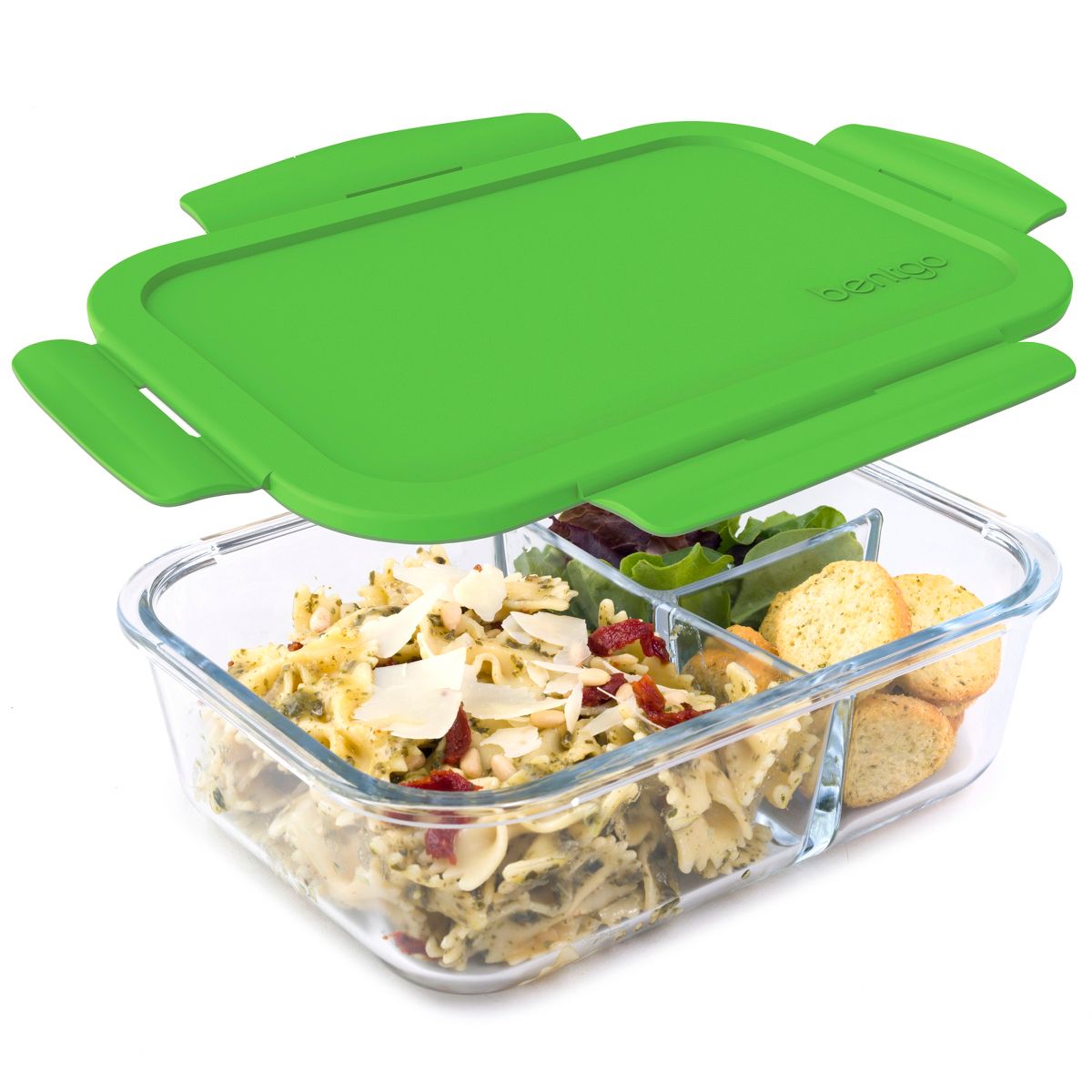Bentgo 41oz Glass Leak-proof Lunch Box with Plastic Lid - Gray: Food Storage, Stain & Odor-Resistant, Dishwasher Safe