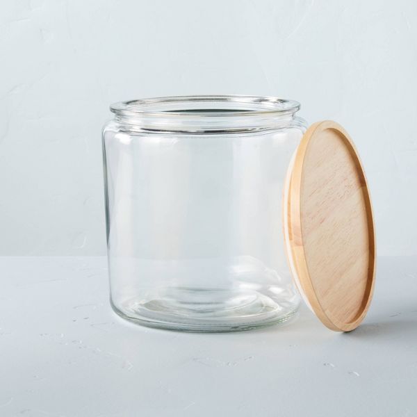 Large 125oz Glass & Wood Storage Canister - Hearth & Hand™ with Magnolia: Airtight Seal, Hand Washable, Kitchen Essential