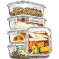 Vtopmart 5Pack 22oz Glass Meal Prep Glass Storage Food Container Sets with Snap Airtight Lids for Microwave, Oven, Freezer and Dishwasher