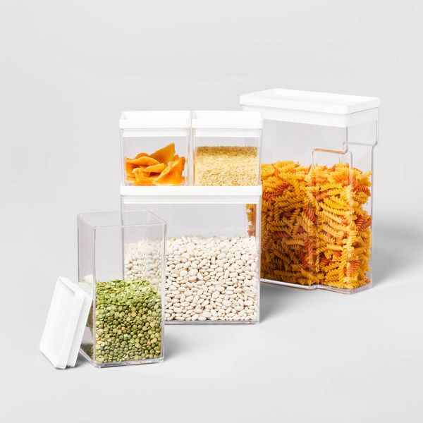 12.6c Tall Rectangle Plastic Food Storage Container - Brightroom: Stackable Cereal & Rice Storage, 8" H
