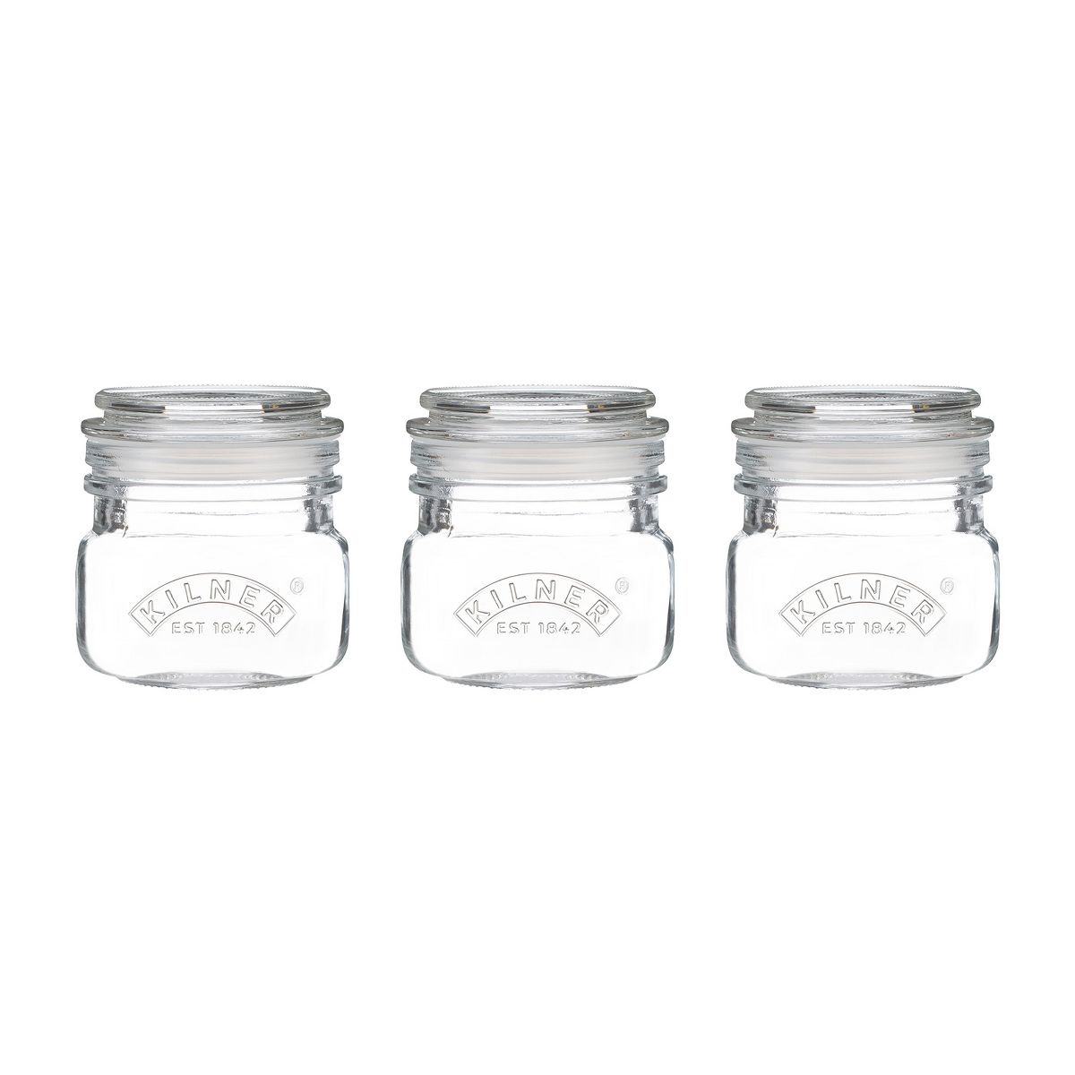 Kilner Square Push Top Storage Jars, Set of 3, 8.5 ounce