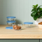 8pc (set of 4) 1c Round Glass Food Storage Container Set Blue - Room Essentials™