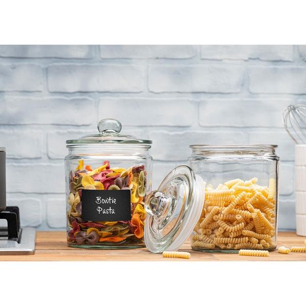 Le'raze Set of 2 Glass Cookie Jars with Airtight Lids + Labels & Marker - 1 Gallon